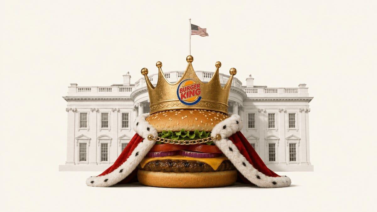Een hamburger met kroon voor het Witte Huis